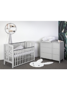 LIGHT GREY YappyQu Babybett und YappyClassic Wickelkommode