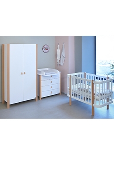 WHITE YappyÉtude Babybett, Wickelkommode und Kleiderschrank 
