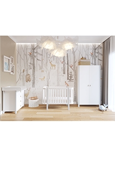 SKY GREY YappyÉtude Babybett, Wickelkommode und Kleiderschrank 