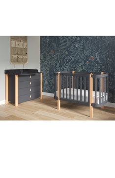 ANTHRACITE YappyÉtude Babybett und Wickelkommode