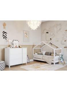 WHITE YappyHytte Hausbett und YappyClassic Kommode