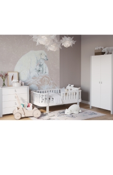 SKY GREY YappyÉtude Juniorbett, Wickelkommode und Kleiderschrank 