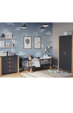 ANTHRACITE YappyÉtude Juniorbett, Wickelkommode und Kleiderschrank 