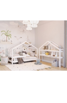 WHITE YappyHytte Hausbett und YappyHytte Regal